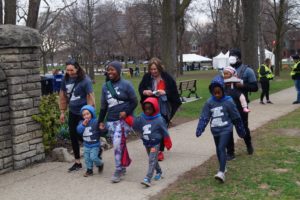 A family walking in the Hike for Hospice