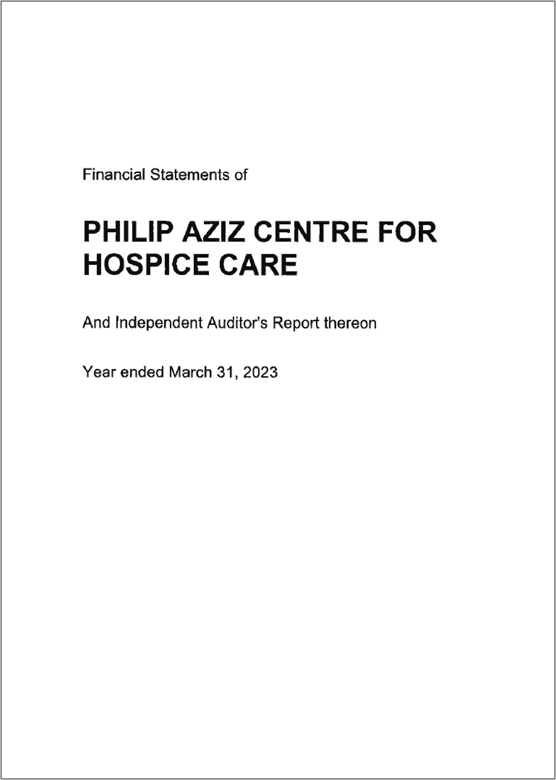 2022 Financial Statements Philip Aziz Centre & Emily House