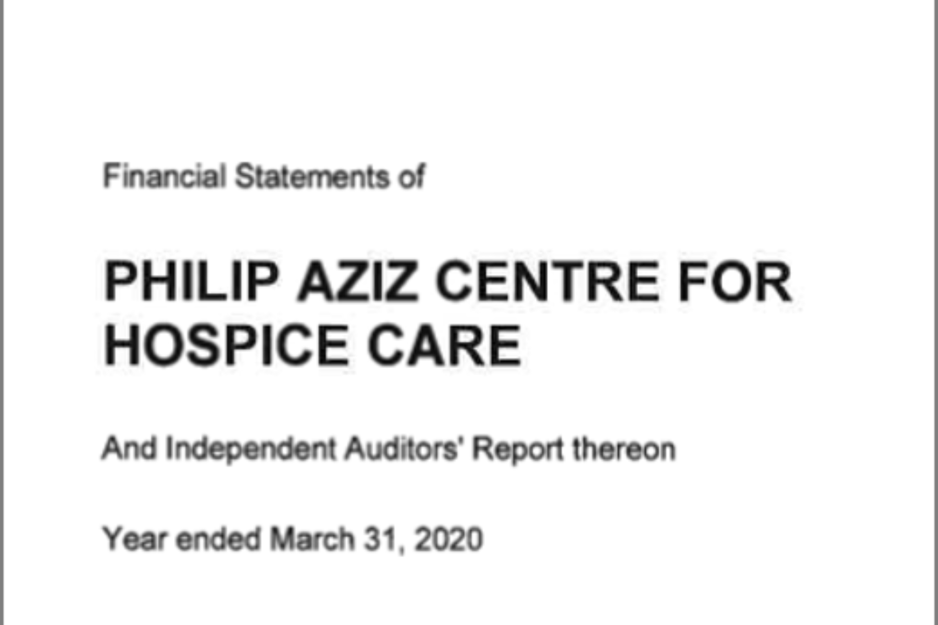Reports and Financials Philip Aziz Centre & Emily House